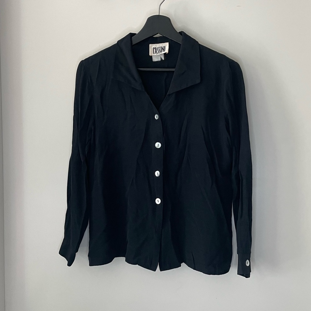 Vintage Cassini Black Button Up Top